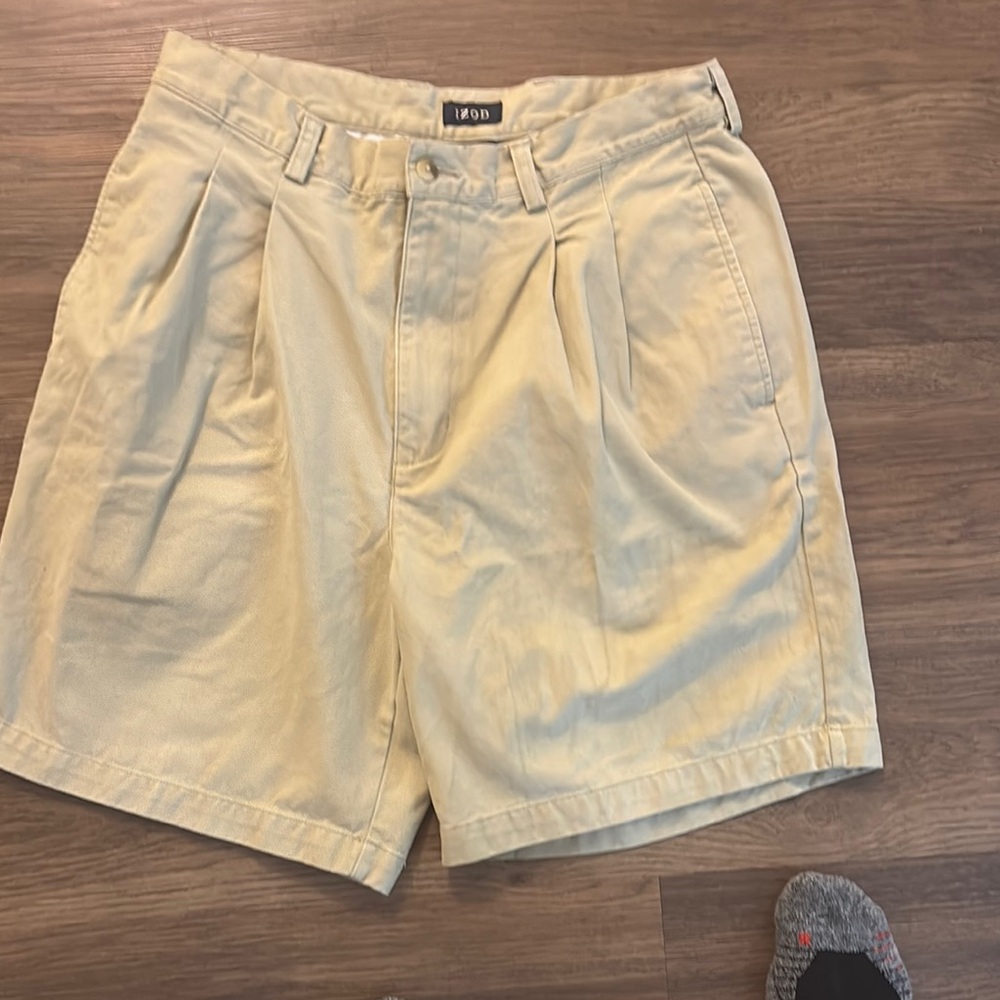 Izod Tan Flat Front Shorts Classic Design